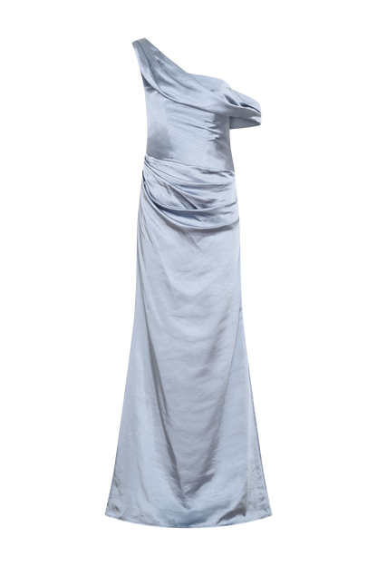Dalia Off Shoulder Satin Maxi Dress - Frosted Blue
