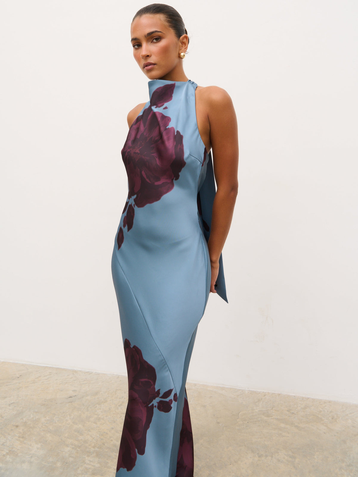Edita Cowl Neck Maxi Dress - Blue and Fig Floral