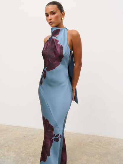Edita Cowl Neck Maxi Dress - Blue and Fig Floral