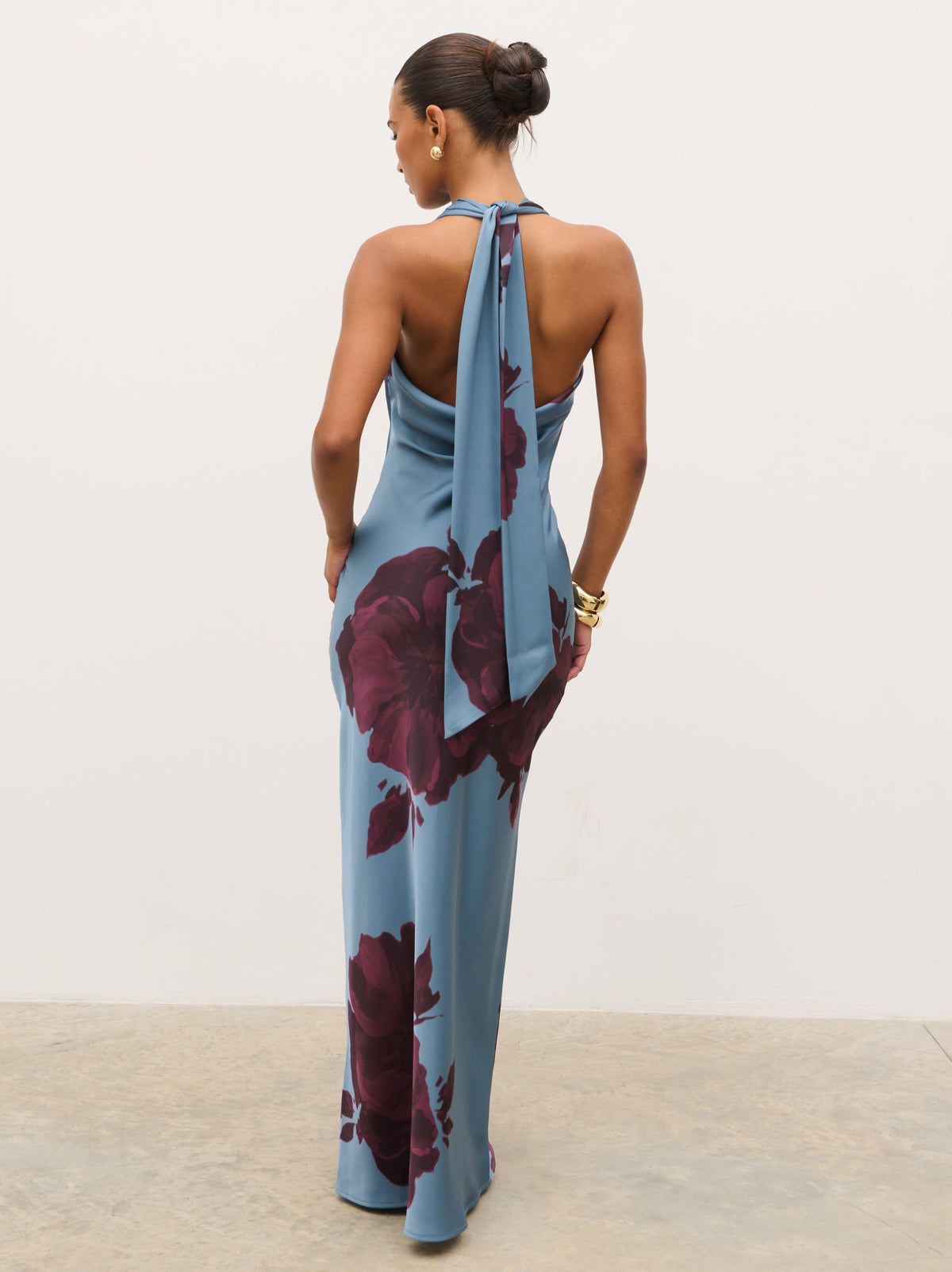 Edita Cowl Neck Maxi Dress - Blue and Fig Floral