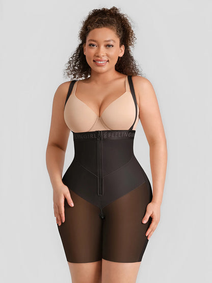 Feelgirl Wide V-neck Belt High-Waist Shaping Shorts in Black