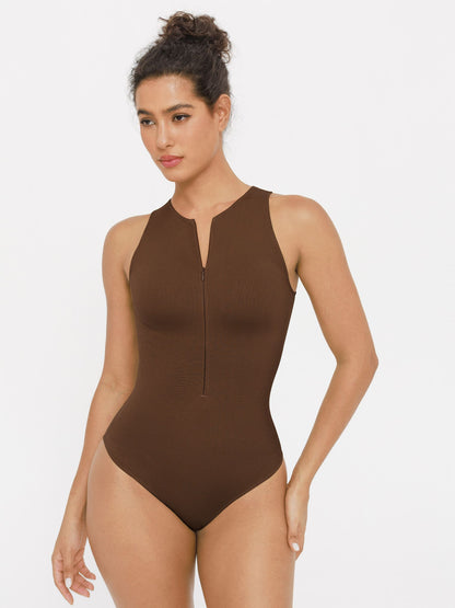Feelingirl-Seamless-Ribbed-Bodysuit-with-Crew-Neck-and-Hidden-Zipper -BN6