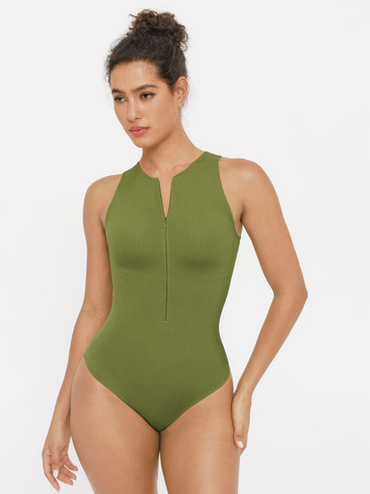 Feelingirl-Seamless-Ribbed-Bodysuit-with-Crew-Neck-and-Hidden-Zipper -GN6