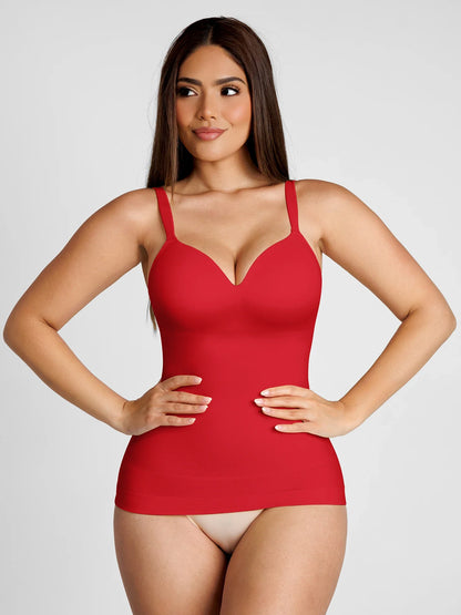Feelingirl-Seamless-Built-In-Bra-Cami-Top-Red