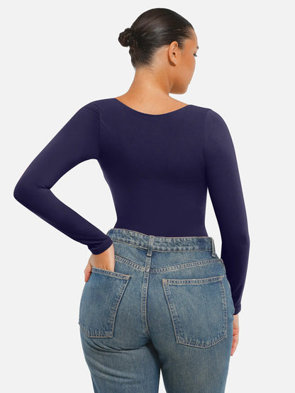 Seamless Long Sleeve Tummy Control Thong Bodysuit