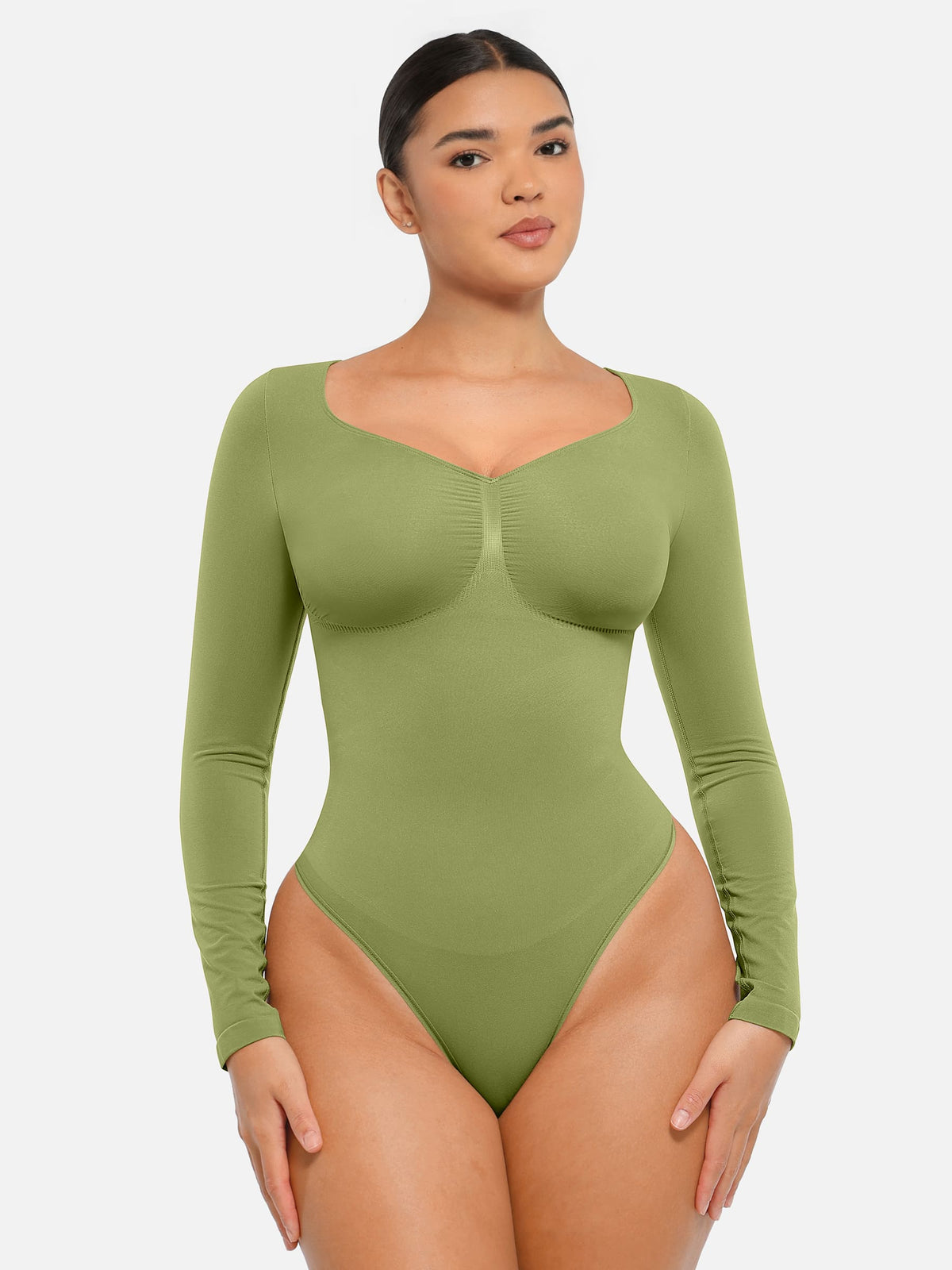 Seamless Long Sleeve Tummy Control Thong Bodysuit