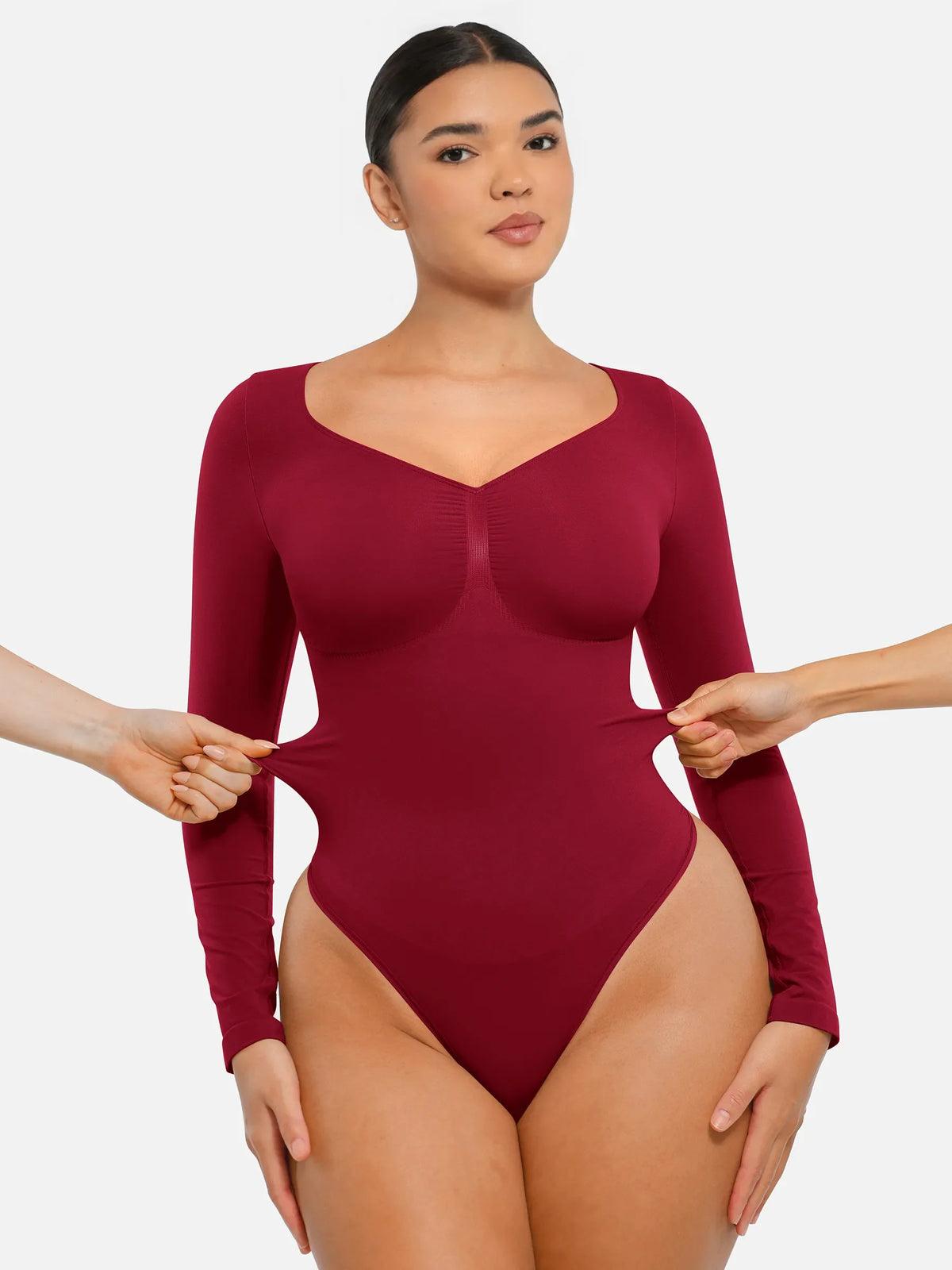 Seamless Long Sleeve Tummy Control Thong Bodysuit