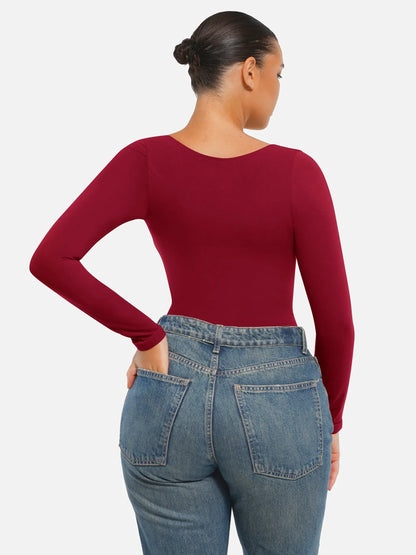 Seamless Long Sleeve Tummy Control Thong Bodysuit
