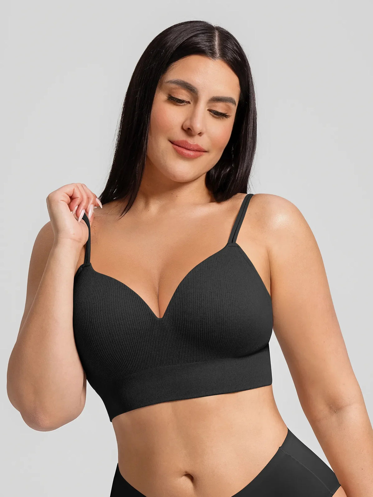 Full front view of Feelingirl seamless ribbed wireless T-shirt bra – fixed cups for invisible fit under t-shirts