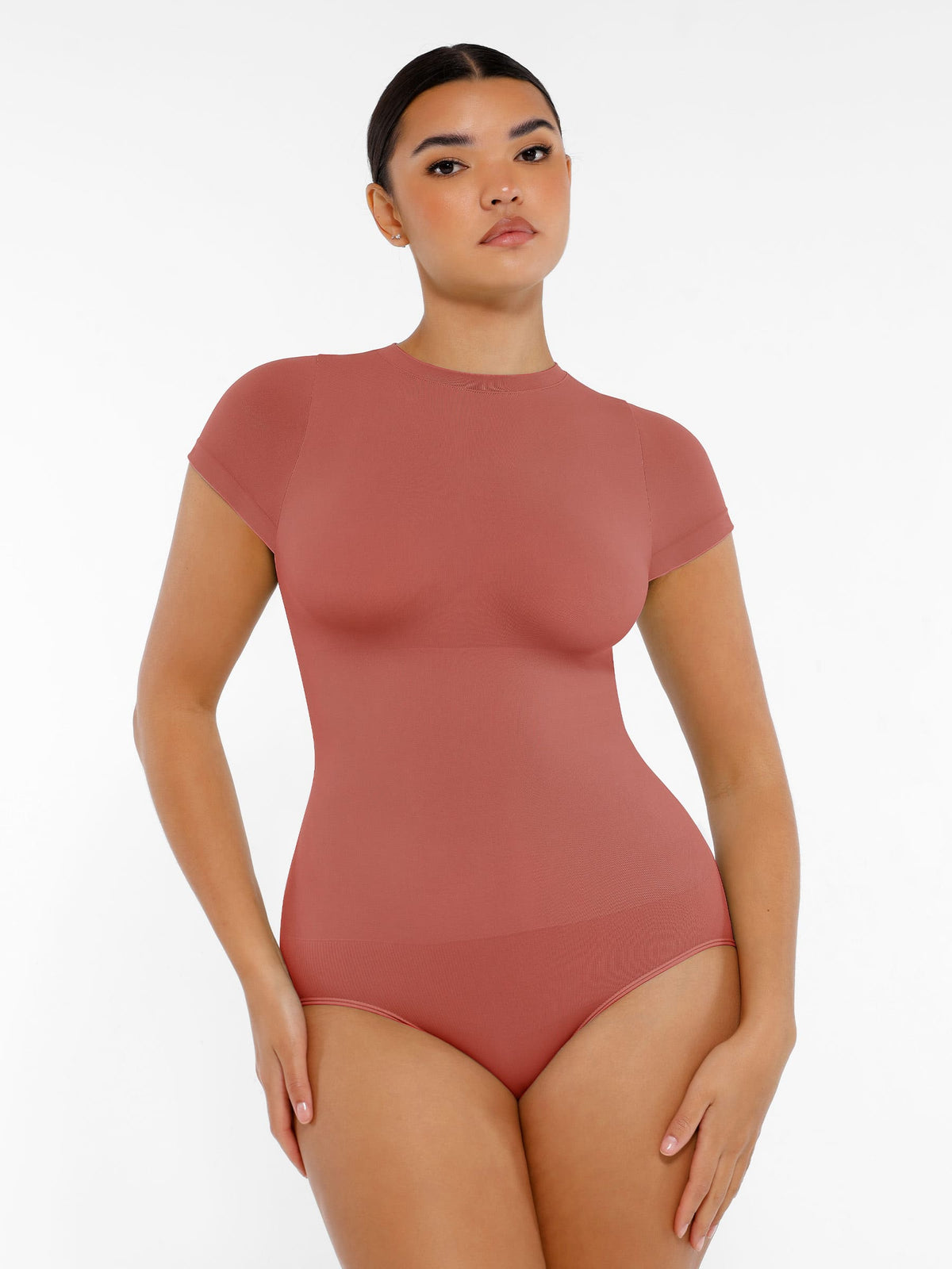 Feelingirl-SeamlessButtery-Soft Tummy-Control High-Waisted Shaping Hip Bodysuit with Easy-Closure - Red