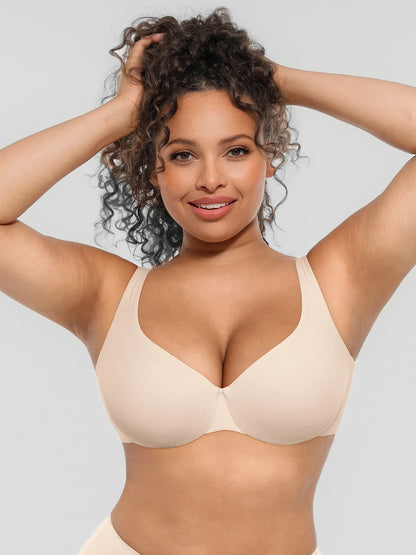 Feelingirl Unpadded Underwired Deep V-Neck Side Support Bra