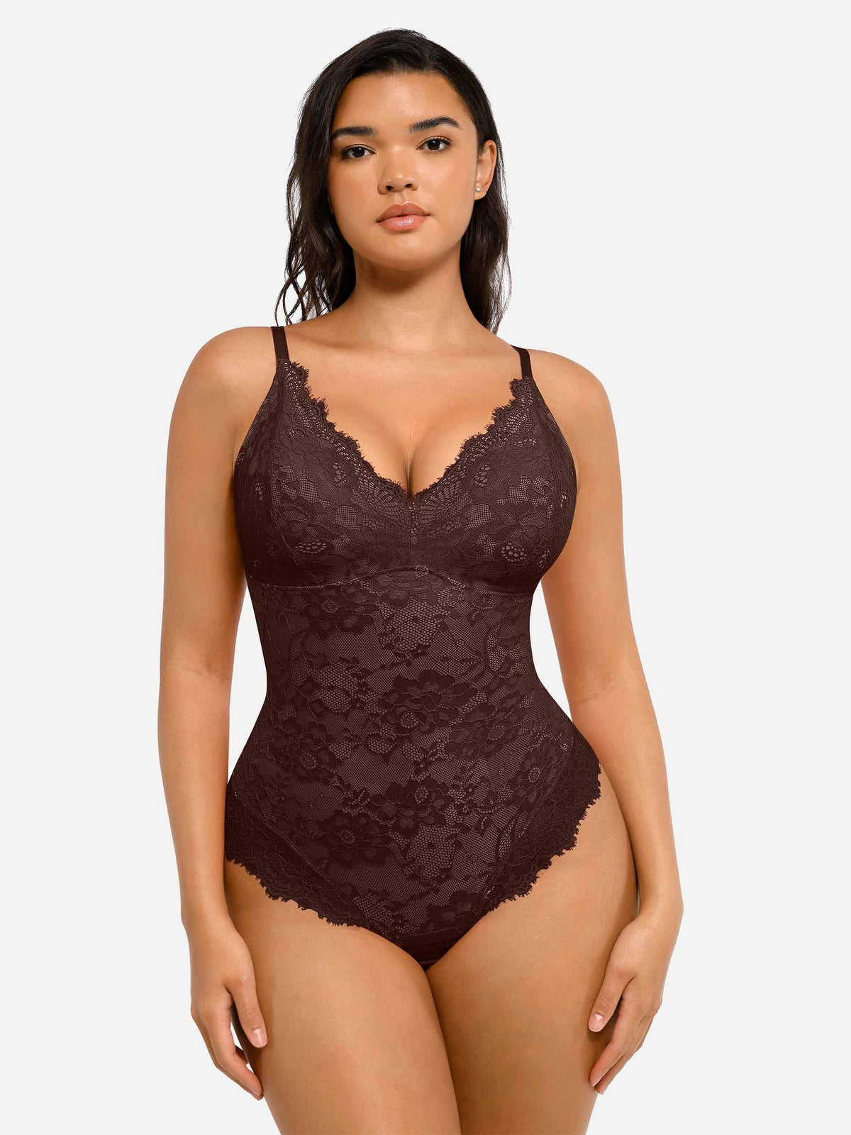 Feelingirl-V-Neck-Bodysuit-with-Lace-Fabric-BN5