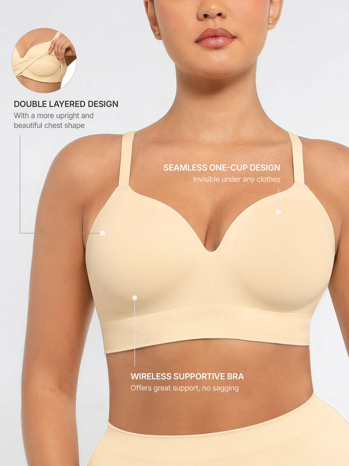 Wireless Push-Up Seamless Comfort Full Coverage Bra