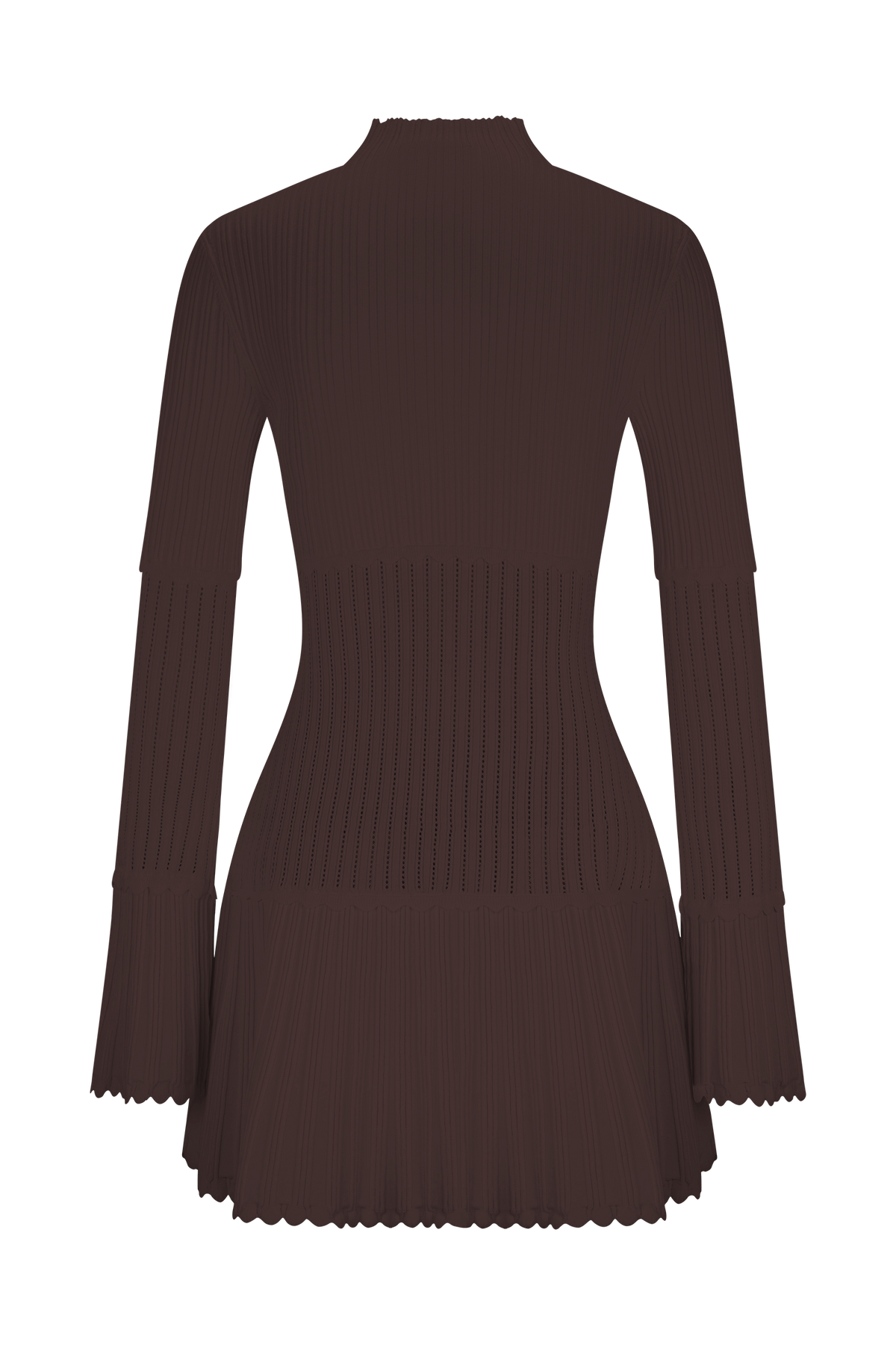 Adena Pointelle Knit Mini Dress - Chocolate