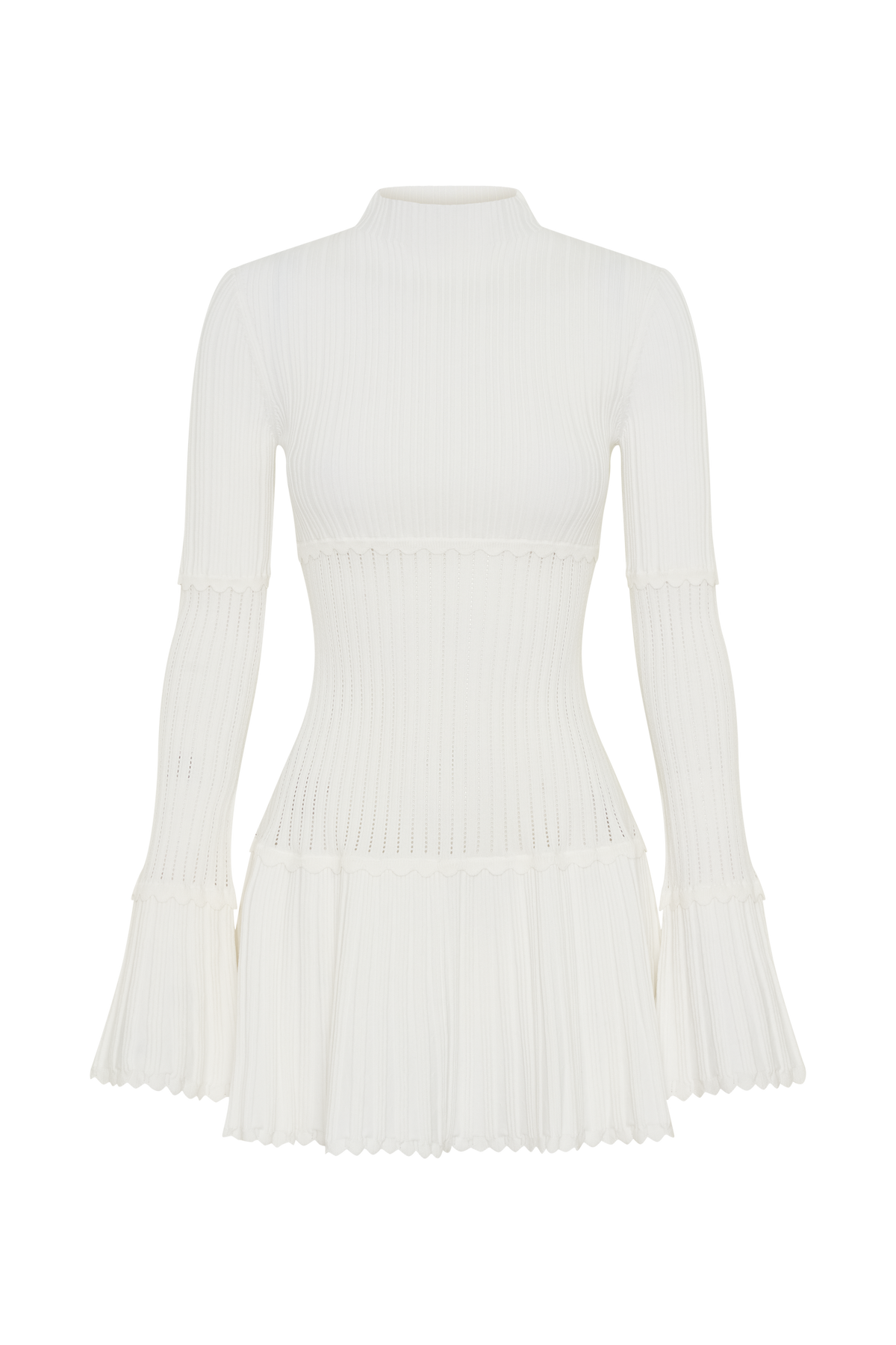 Adena Pointelle Knit Mini Dress - Ivory