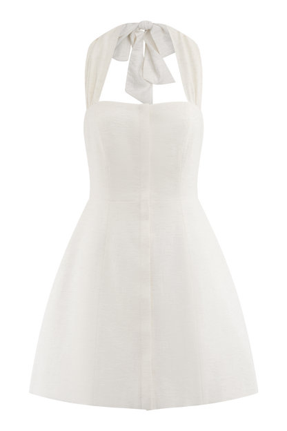 Anya Linen Halter Mini Dress - Oat Marle