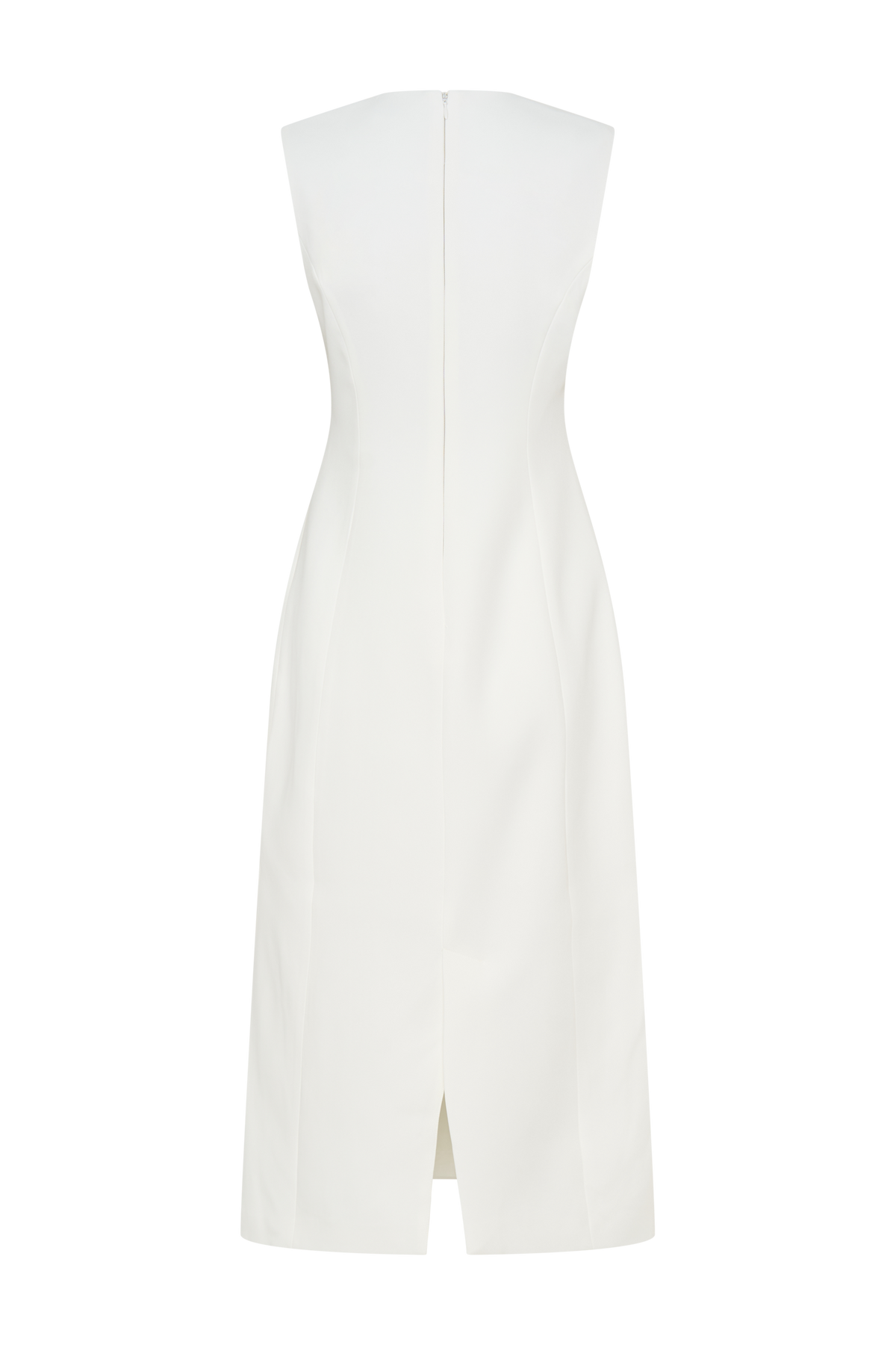 Audrine Suiting Sleeveless Midi Dress - Ivory