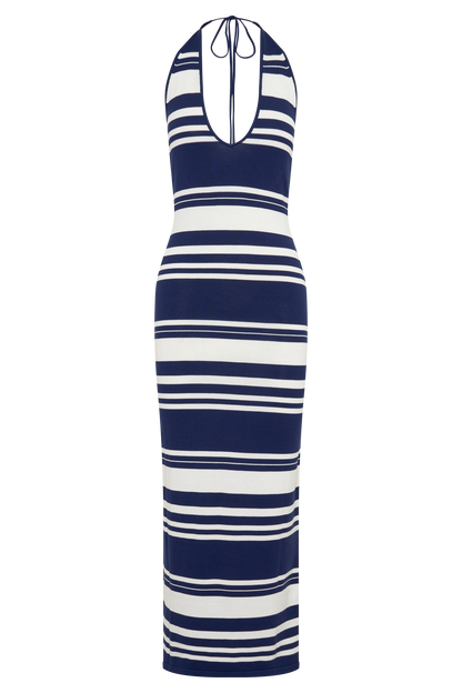 Brienne Stripe Midi Dress - Navy/Ivory
