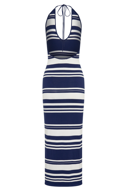Brienne Stripe Midi Dress - Navy/Ivory