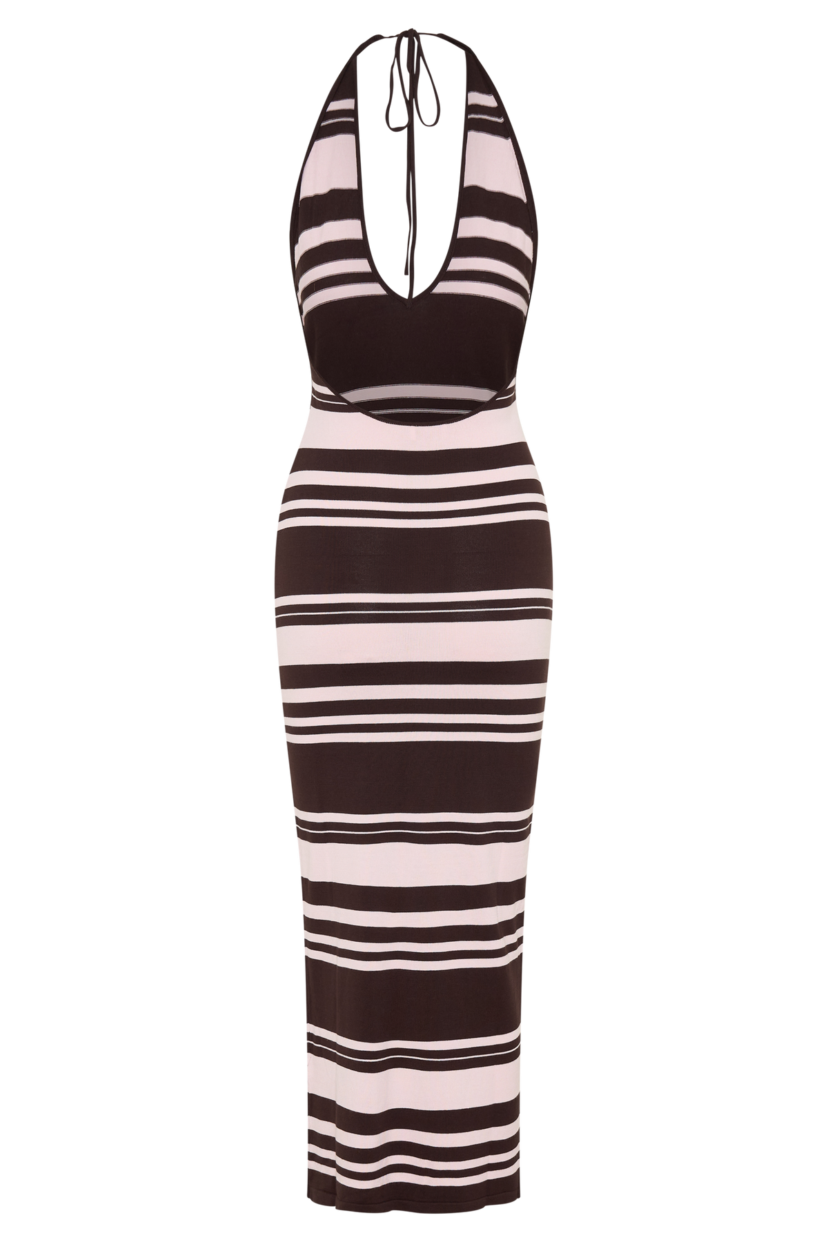 Brienne Stripe Midi Dress - Pink/Chocolate