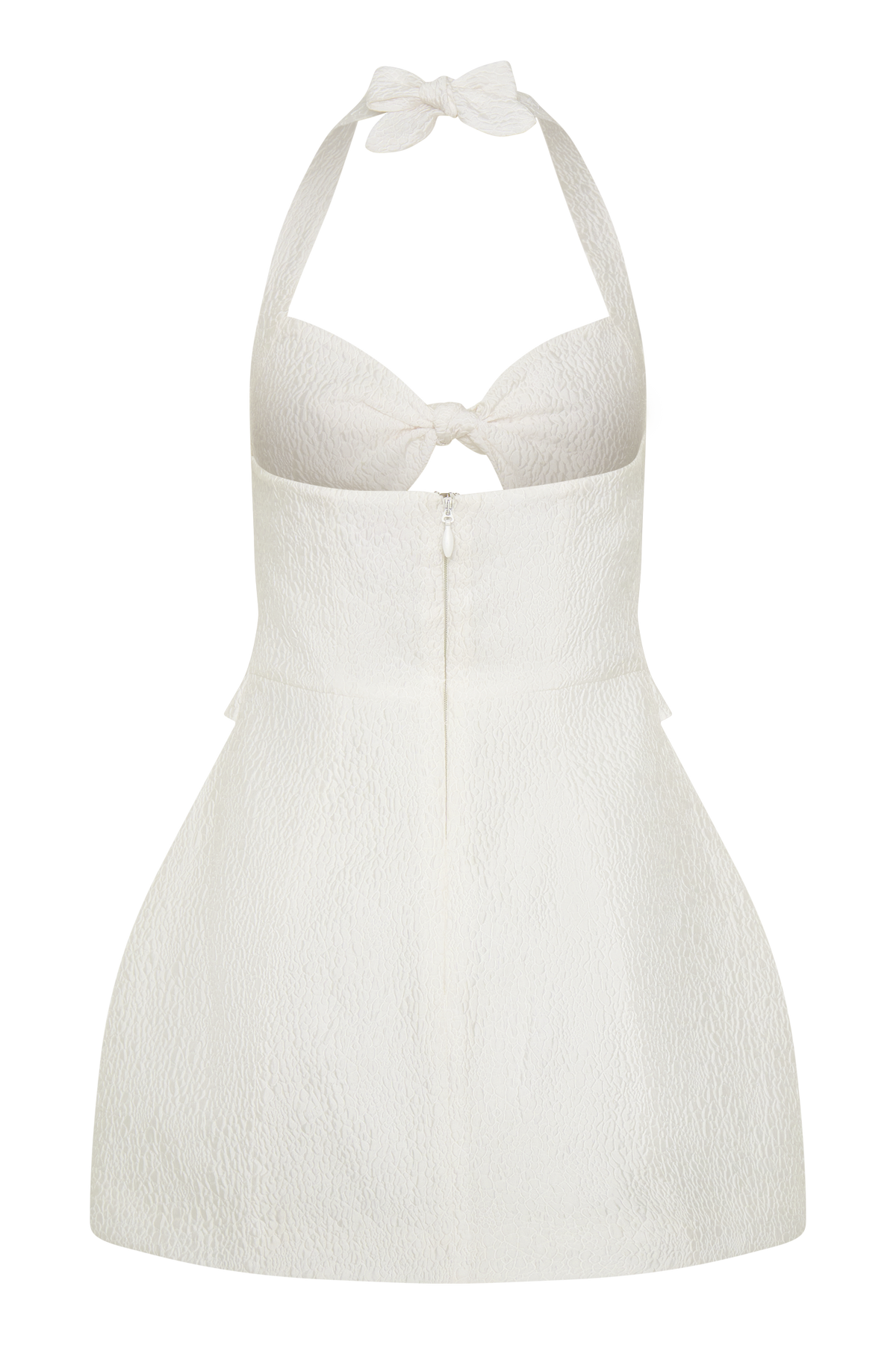 Ella Bow Detail Halter Mini Dress - White