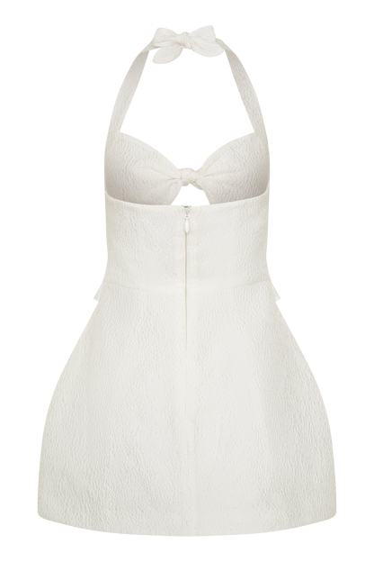 Ella Bow Detail Halter Mini Dress - White