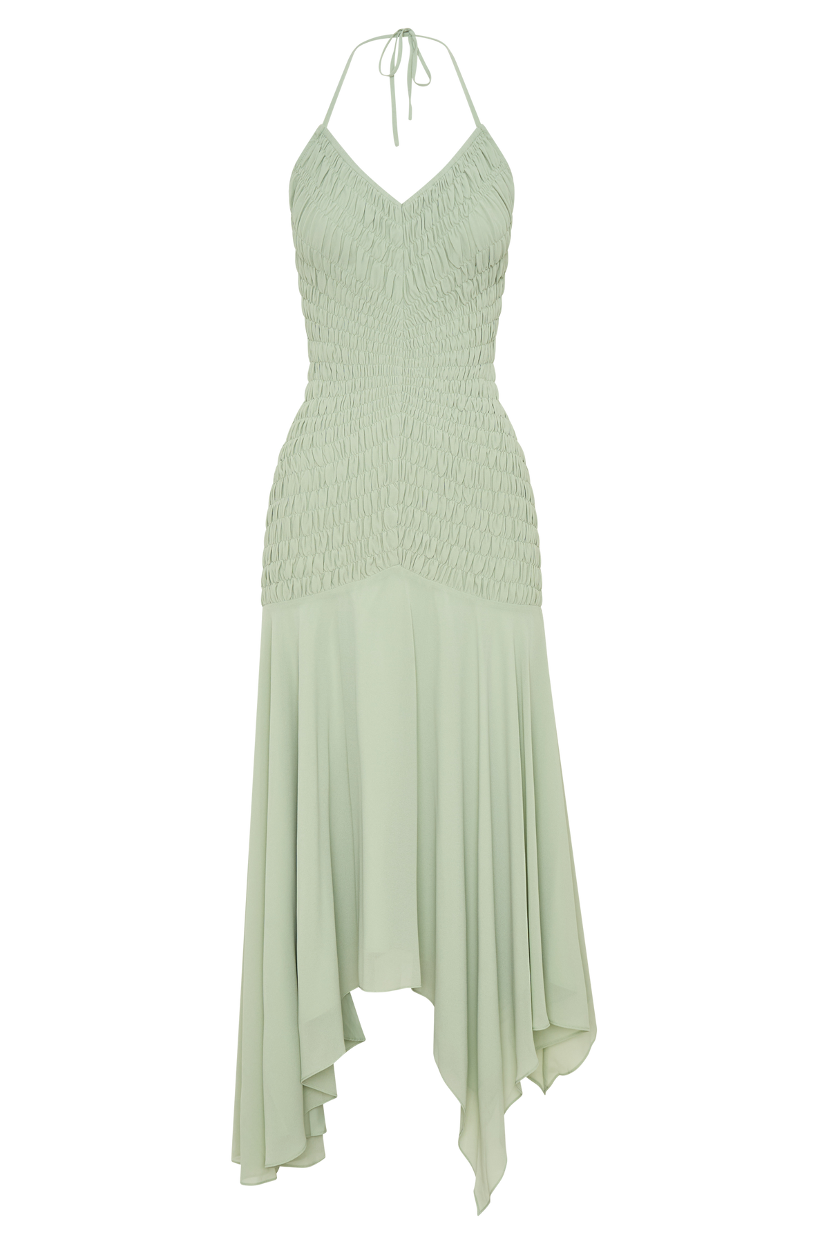 Evelyn Shirred Chiffon Maxi Dress - Sage