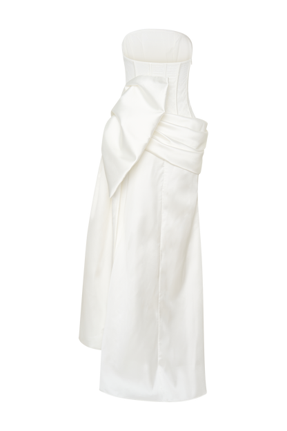 Galia Satin Corset Gown - White
