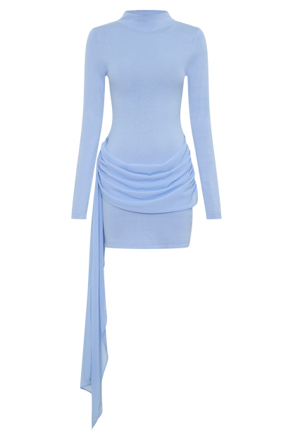 Grayson Knit Chiffon Mini Dress - Cornflower Blue