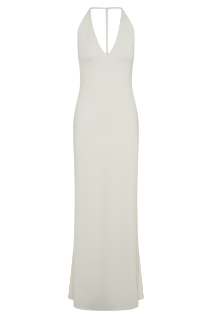 Hana Slinky Plunge Maxi Dress - Ivory