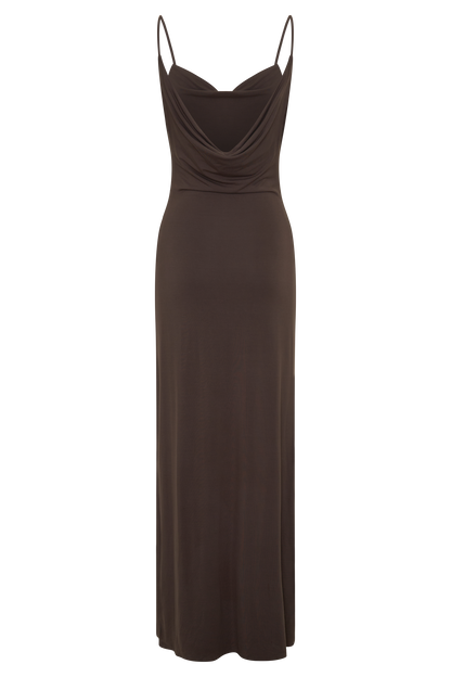 Joni Cowl Maxi Dress - Bitter Chocolate
