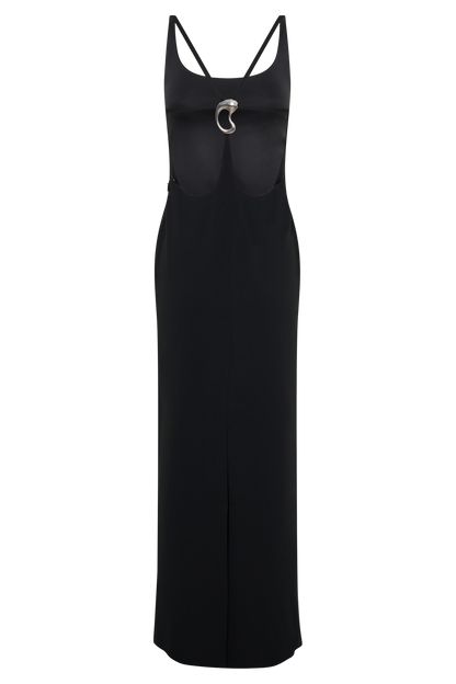 Julian Crepe Strapped Back Maxi Dress - Black