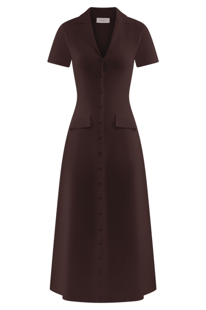 Pearson Short Sleeve Knit Midi Dress - Chocolate