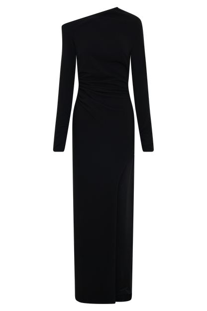Thalyn Crepe Maxi Dress With Split - Black