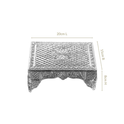 Flora Chowki Brass With Pure Silver Polish 20x15cm