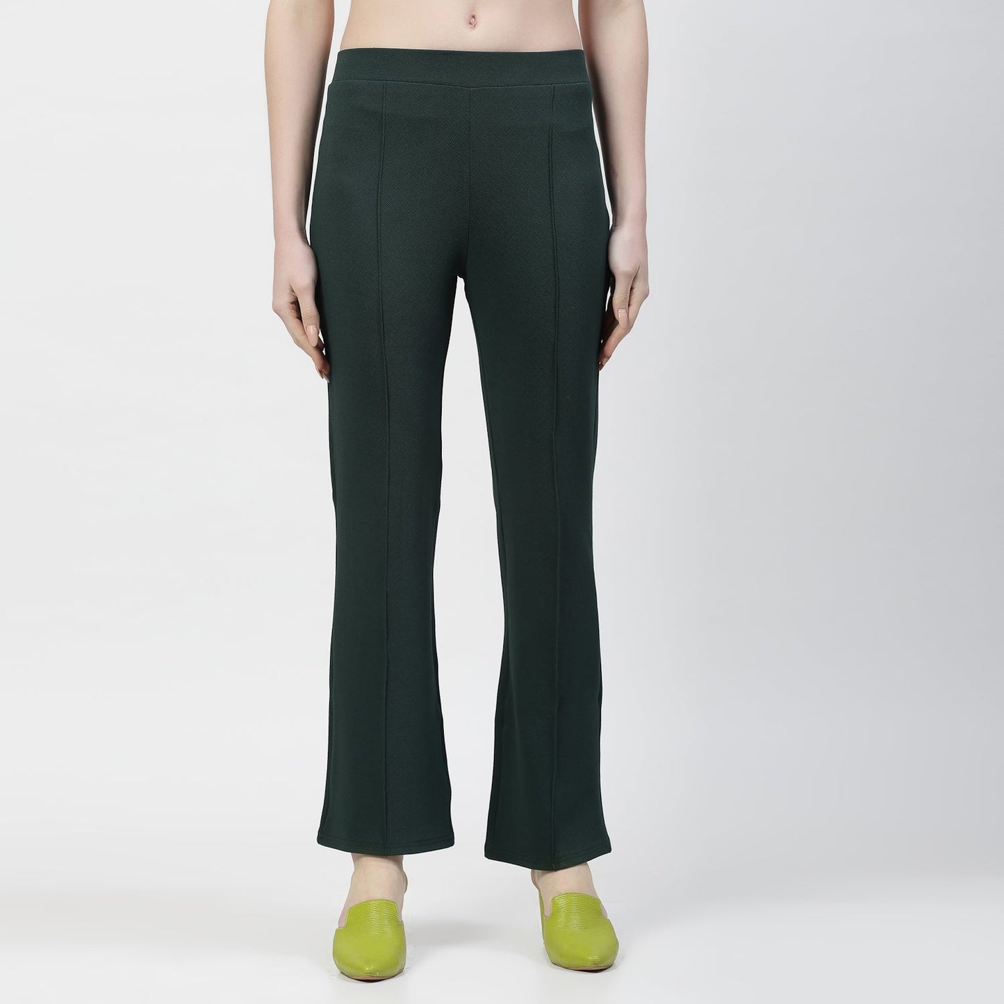 Green Boot Leg Lycra Pant