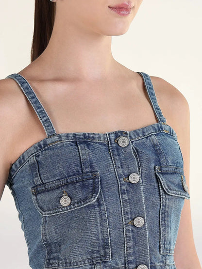 Women's Solid Blue Co-Ords Set with Jacket