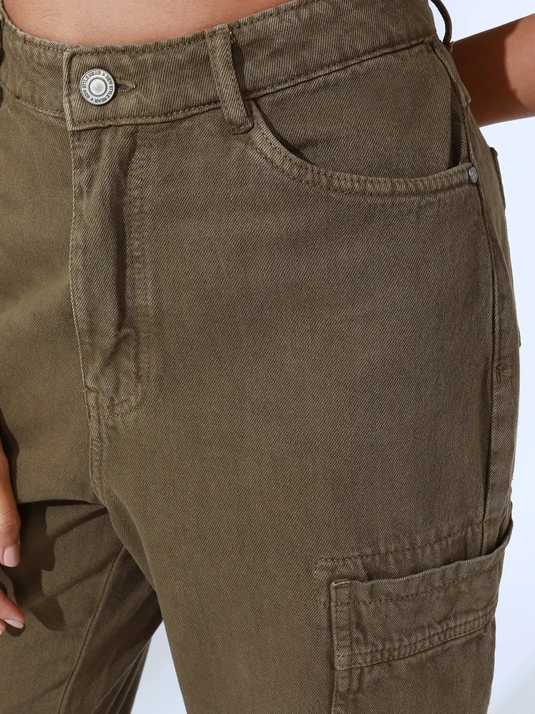 Women's Khaki Denim Bustier Top and Jeans with Jacket Co-Ord Set