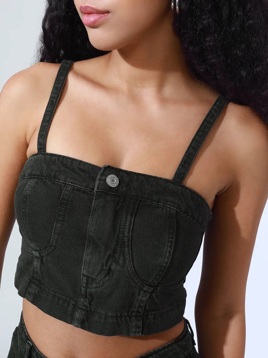 Women's Olive Denim Bustier Top and Jeans with Jacket Co-Ord Set