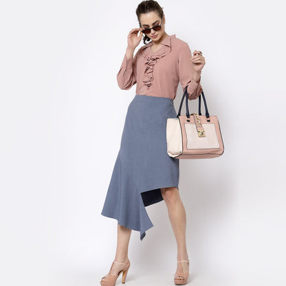 Peach Top With Frill Collar
