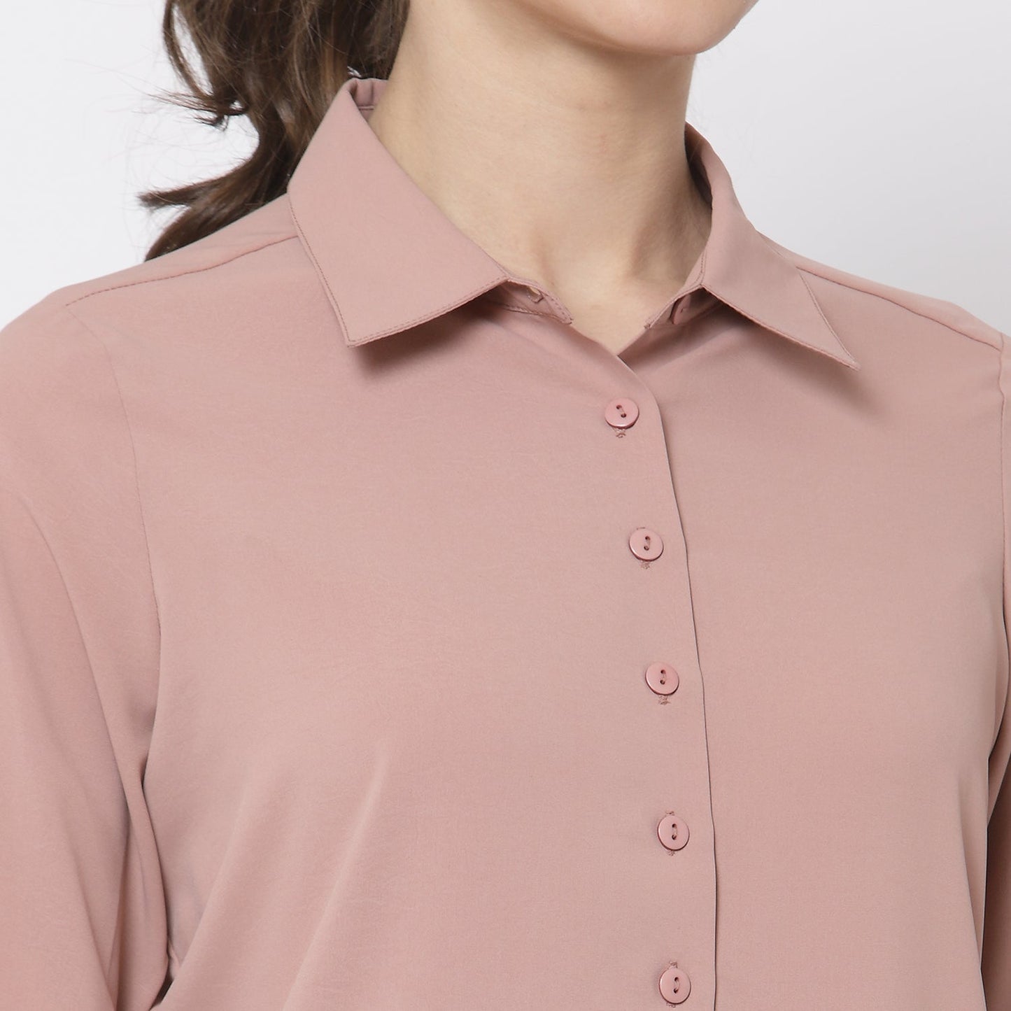Peach Shirt With Overlap Cuff