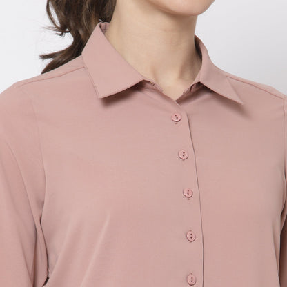 Peach Shirt With Overlap Cuff