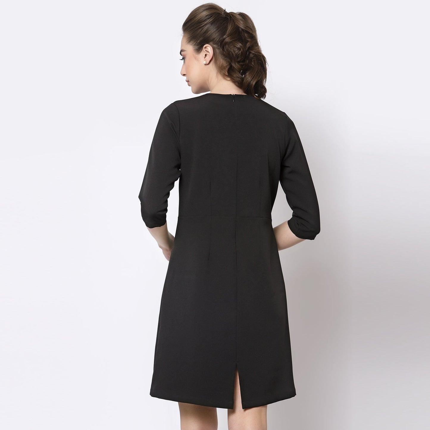 Black Dart Dress With Flap
