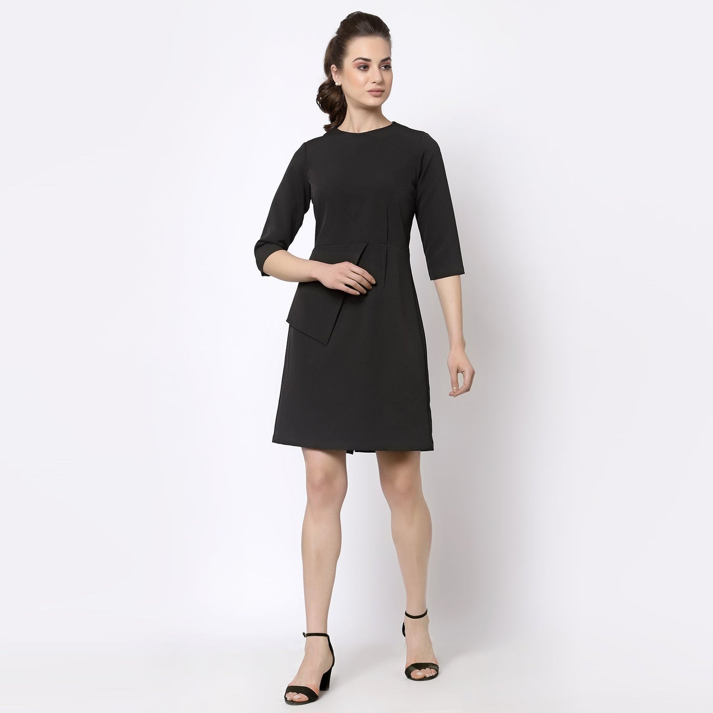Black Dart Dress With Flap