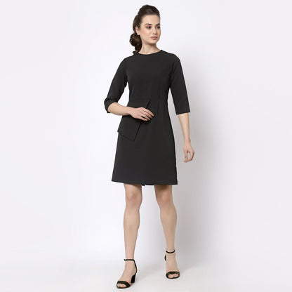 Black Dart Dress With Flap