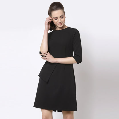 Black Dart Dress With Flap