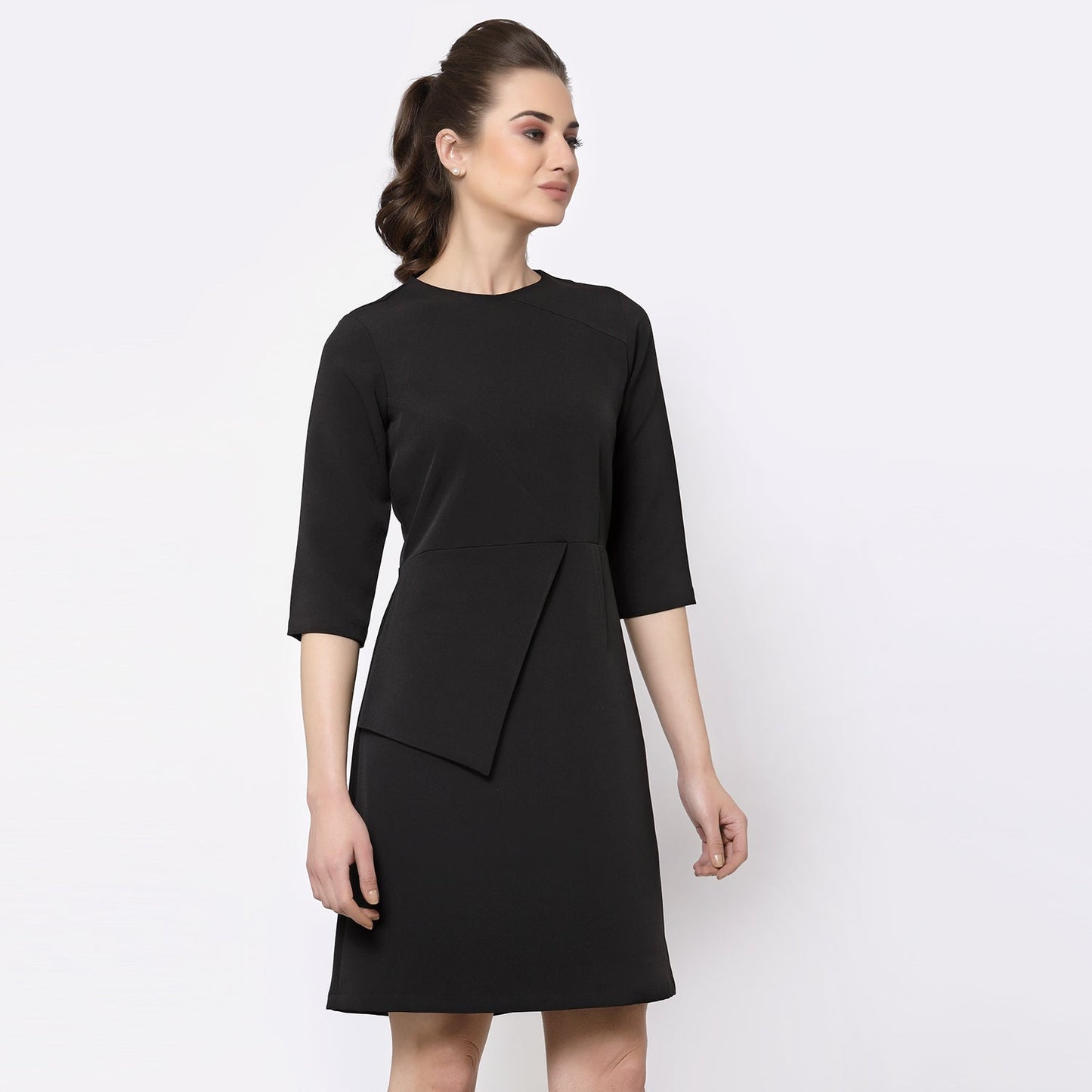 Black Dart Dress With Flap