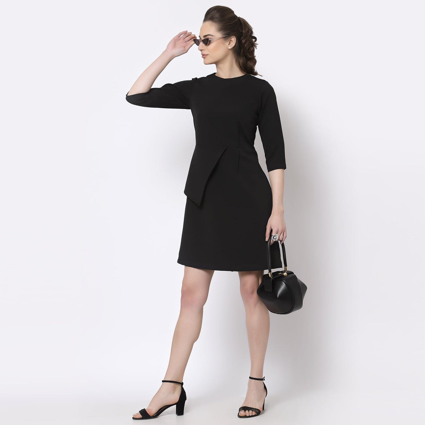 Black Dart Dress With Flap