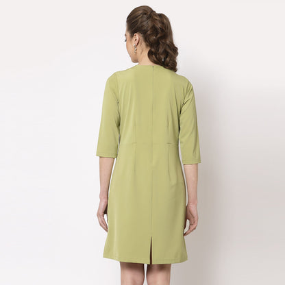 Olive Dart Dress With Flap