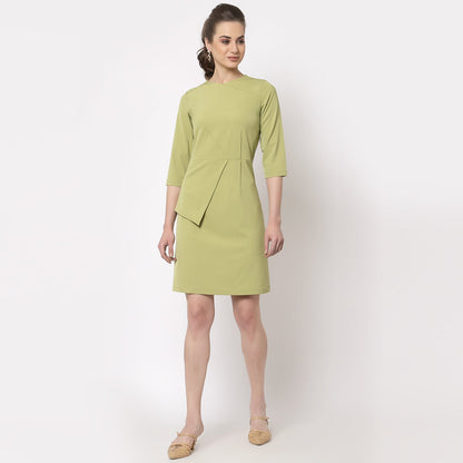 Olive Dart Dress With Flap